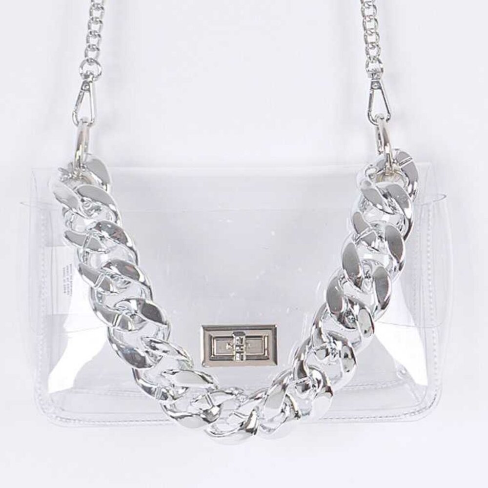 BNWT Brand New Transparent Chain Handle Stadium Bag, Cleared Bag - Picture 2 of 6